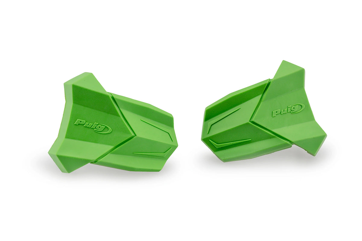 Tapas de goma de color verde para el protector de motor Puig R19